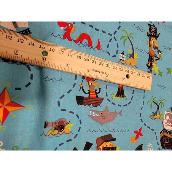 Pirates Treasure Map Cotton Fabric By David Textiles 1 Yard 28 Inch New - Picture 3 of 7
